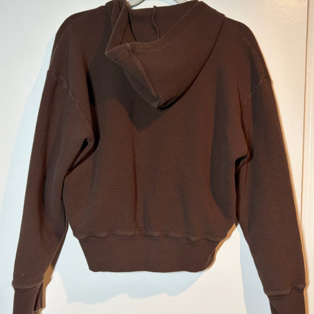 Negative Underwear Waffle Knit Zip-Up Hoodie M Brown - Picture 8 of 10